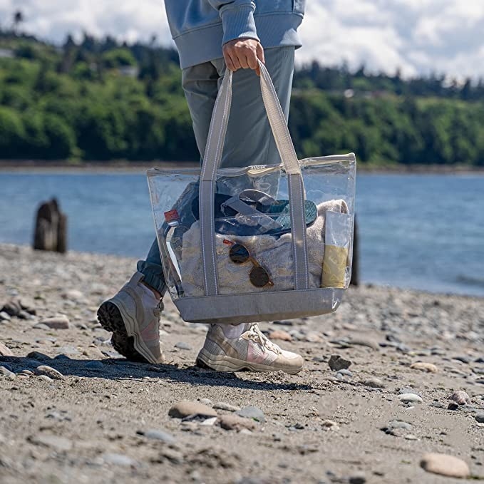 明確なEcoの友好的な買い物袋のキャリア透明なポリ塩化ビニールのトート バックの競技場の屋外浜14x5x13」