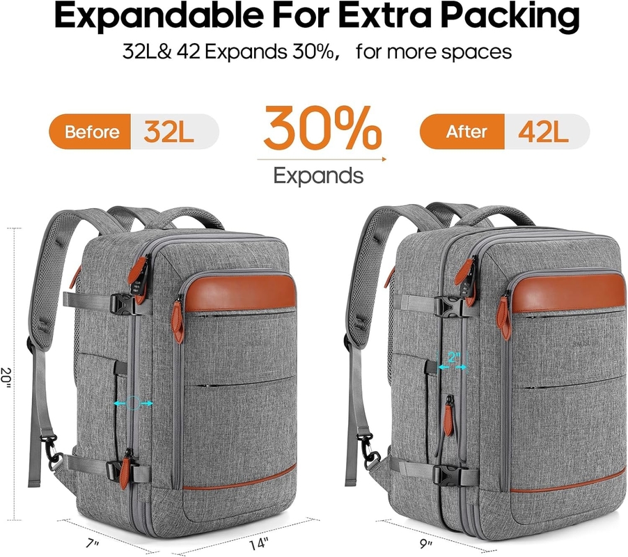 42L 荷物運搬 飛行承認 拡張可能な隠れた肩帯 週末旅行 バッグ 梱包キューブ