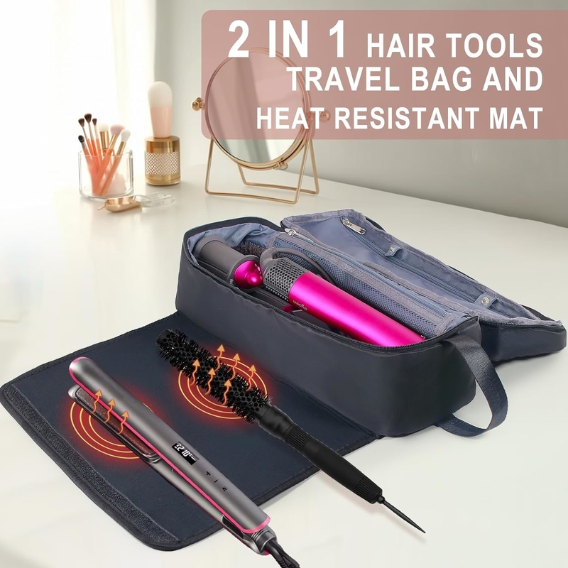 2 in 1 ヘア旅行バッグ 耐熱マット フラットアイアン ストレインダー カールアイアン 髪ケア用品